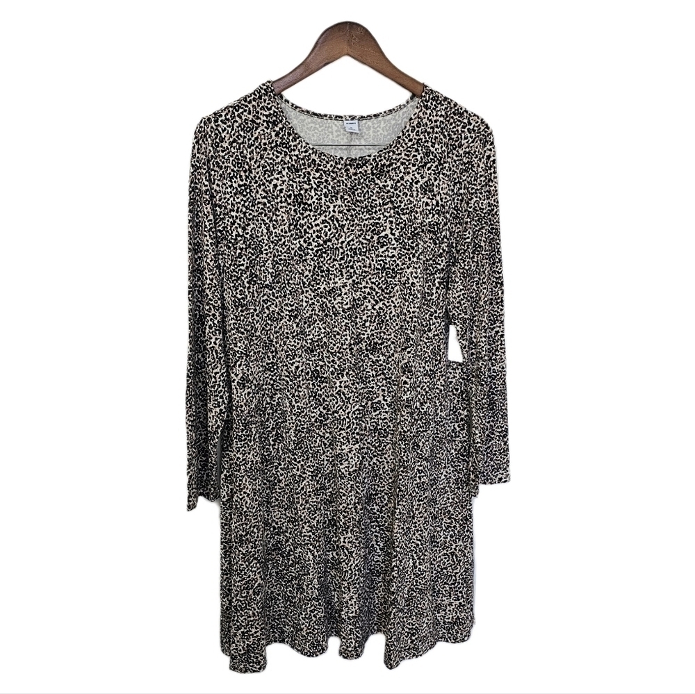 Old Navy animal print dress long sleeve round neck NWT XL